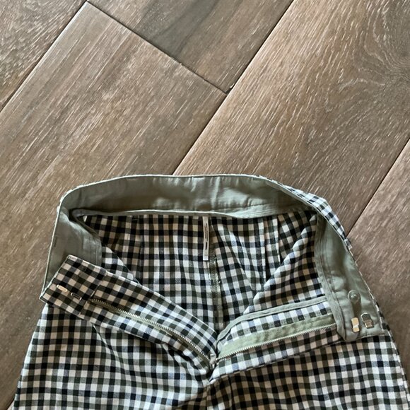 Free People Jules gingham olive green/black high waist, wide leg pants sz 2 - Picture 6 of 13